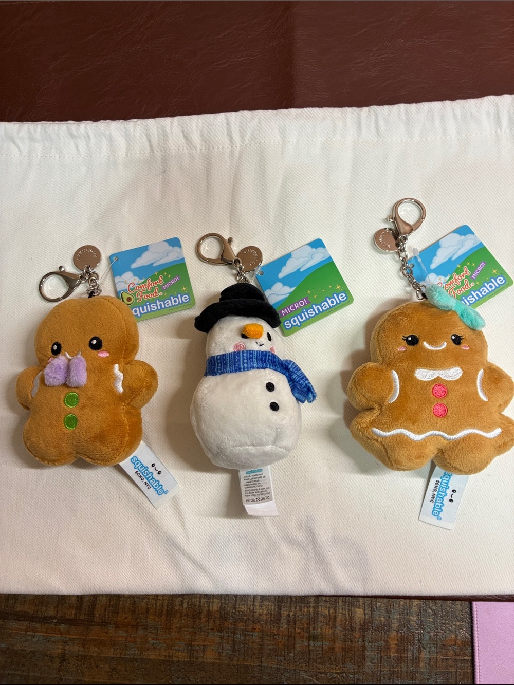 Squishable Micro Plush Keychain Trio - Gingerbread & Snowman